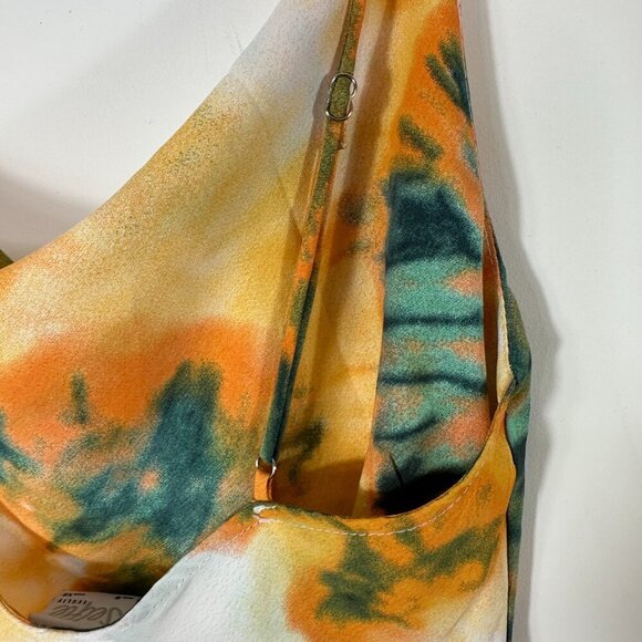 Selfie Leslie Show Me Love Cowl Neck Midi Dress Tie Die Orange Multi Women's XS - Picture 10 of 14